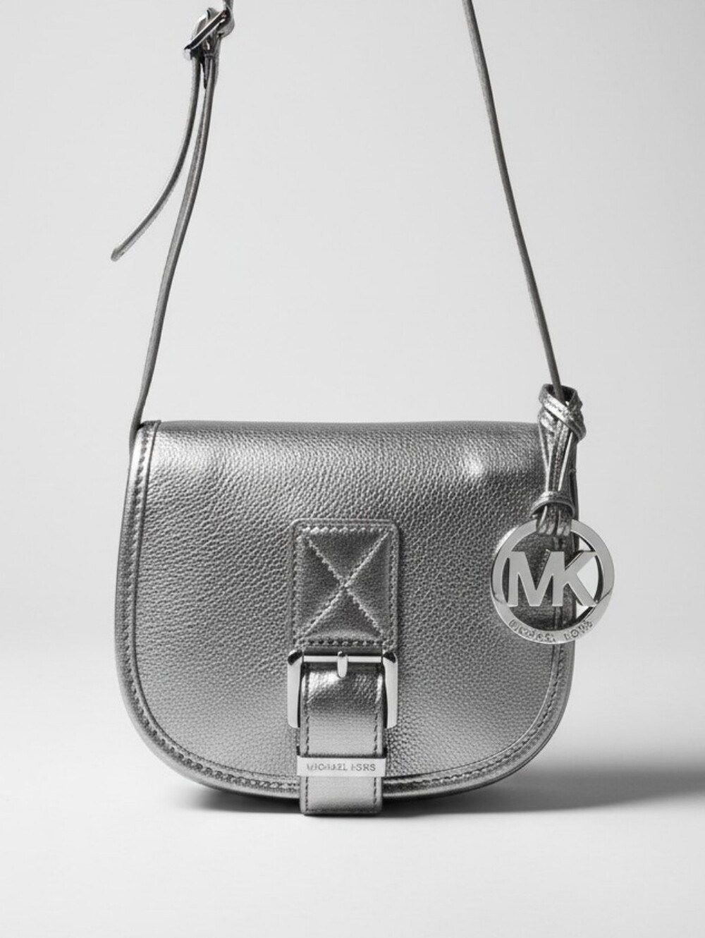Michael Kors Jessie Small Metallic Crossbody Saddle Bag